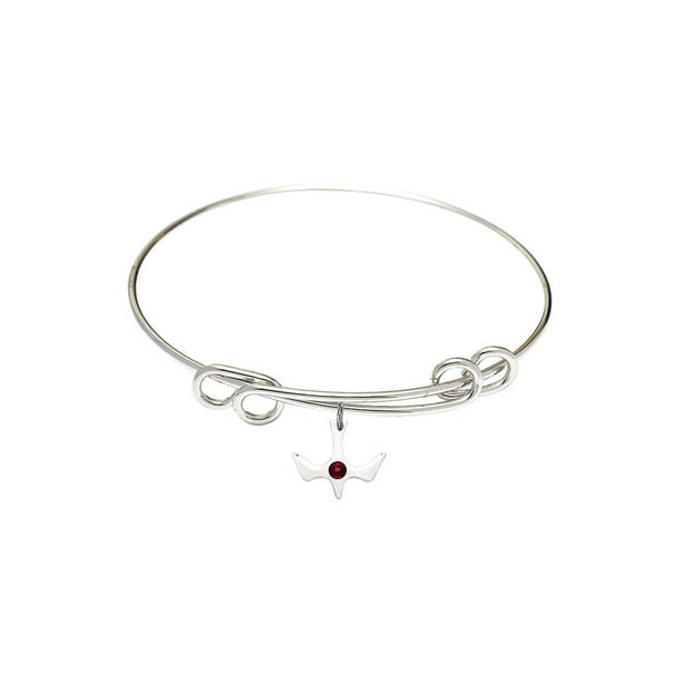 8 1/2 inch Round Double Loop Bangle Bracelet with a Holy Spirit charm. 